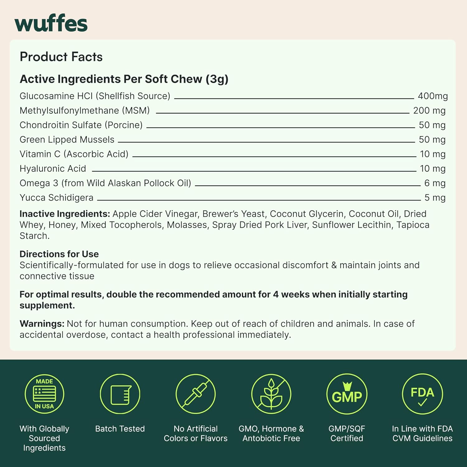 Wuffes Advanced Hip & Joint Chews for Dogs - Powerful Support with Glucosamine, Chondroitin & Omega 3 (Pack of 2, Small & Large Breed)