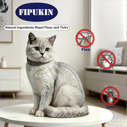 Natural Flea and Tick Repellent Collar for Cats - Safe, Effective, Waterproof, 8 Months Protection, Includes Free Comb, One Size Fits All (13.8 Inches), 2-Pack