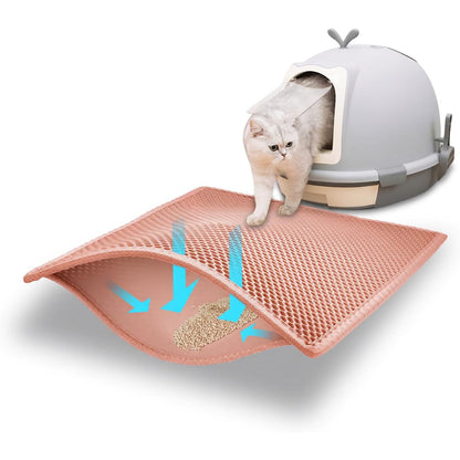 Double Layer Waterproof Cat Litter Mat - Urine-Proof Trapping Mat (Gray, 24 x 15 Inches)