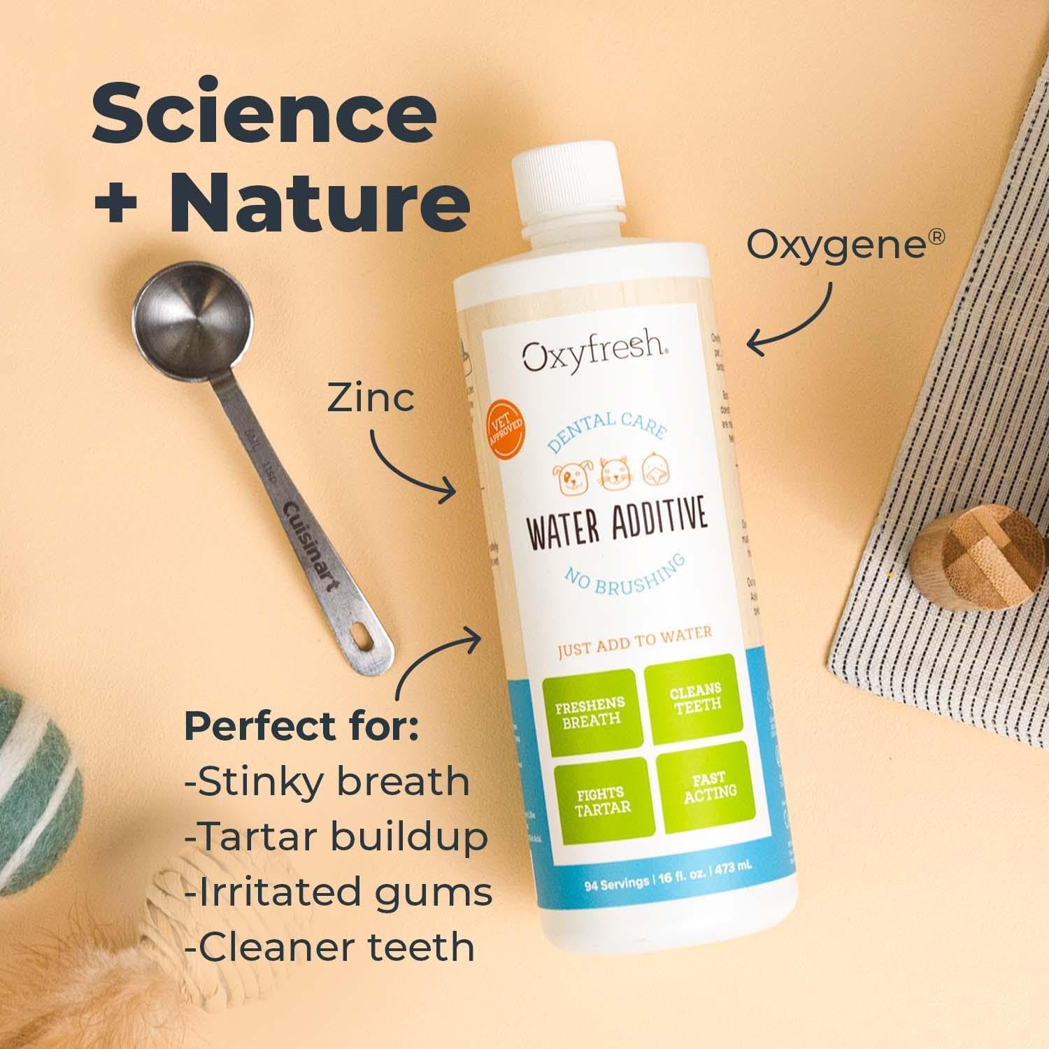Premium Pet Dental Care Water Additive - Freshen Breath & Boost Oral Health in Dogs & Cats, Vet Recommended, 16 Oz