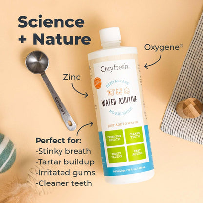 Premium Pet Dental Care Water Additive - Freshen Breath & Boost Oral Health in Dogs & Cats, Vet Recommended, 16 Oz