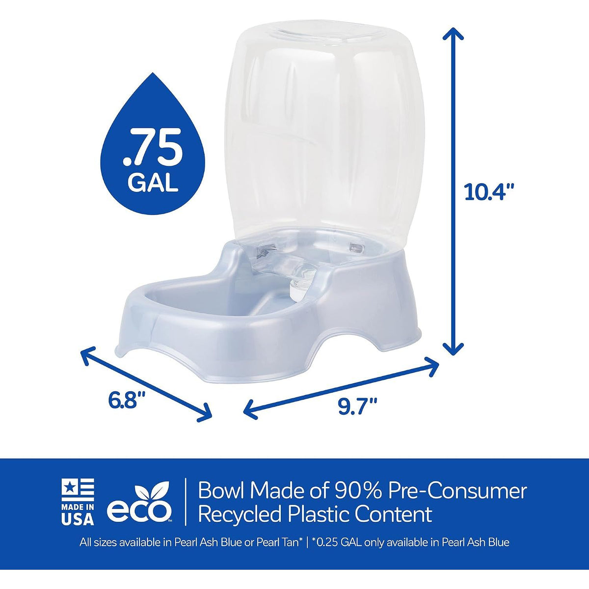 Gravity Water Dispenser - 0.75 Gallon Capacity, Pearl Gray