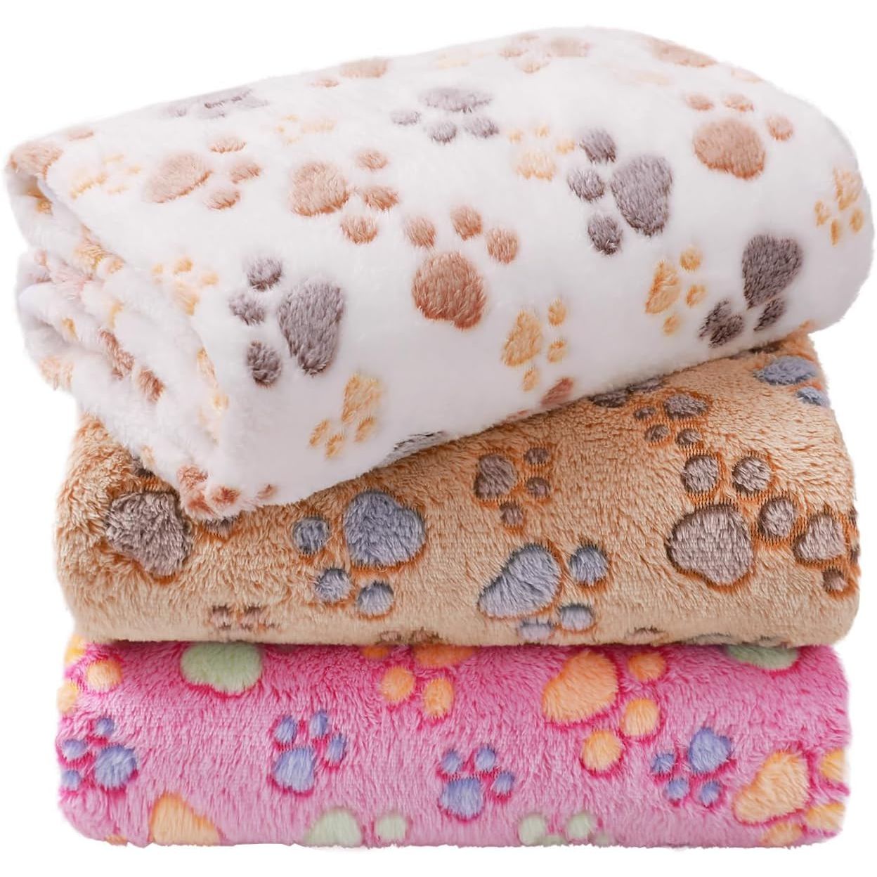 Fleece Dog/Cat Blankets - 3 Pack Super Soft Fluffy Flannel Throws for Pets, 23x16 Inches