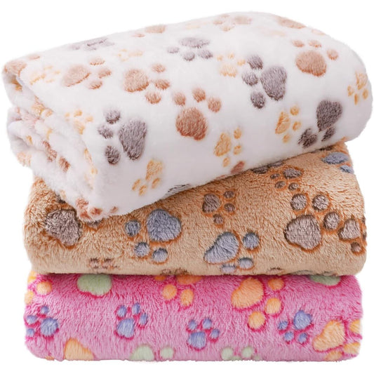 Fleece Dog/Cat Blankets - 3 Pack Super Soft Fluffy Flannel Throws for Pets, 23x16 Inches