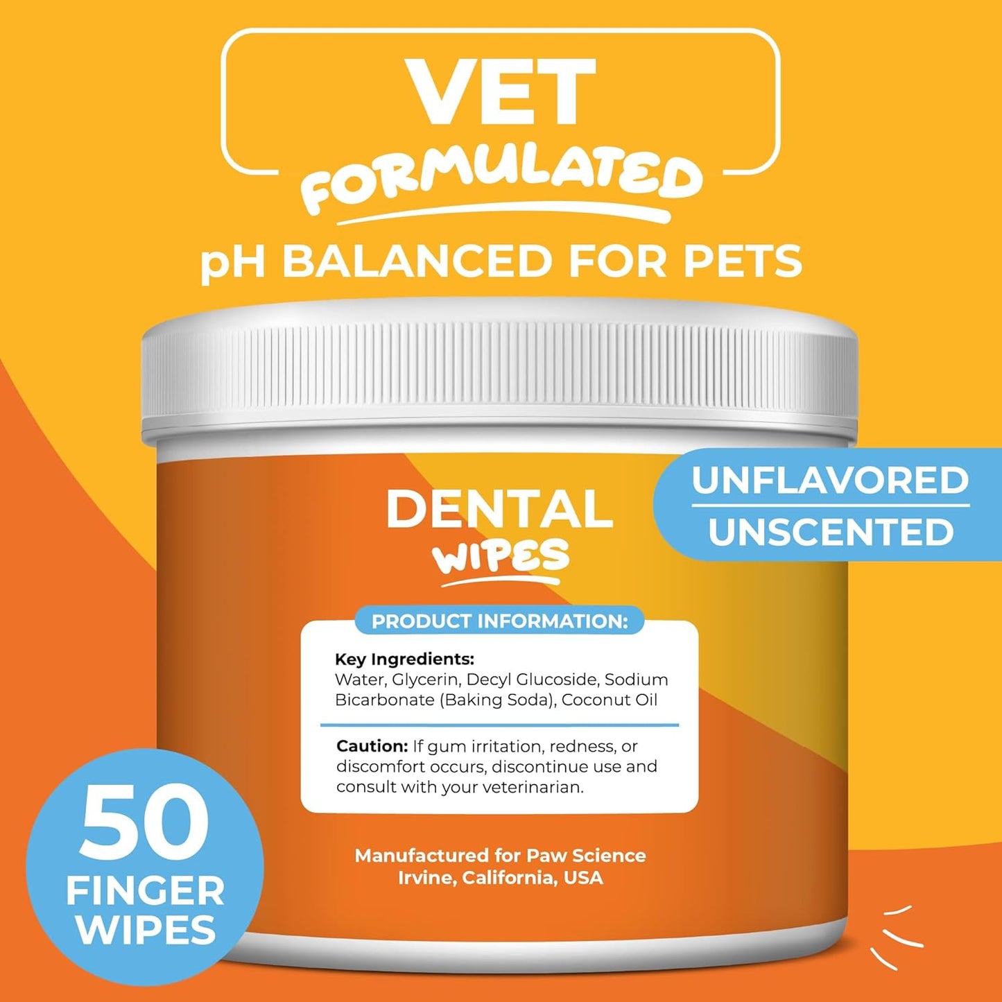 Dog & Cat Teeth Cleaning Wipes - Dental Finger Wipes for Cats & Dogs - Pet Toothbrush & Tooth Brushing Kit - Effective Teeth Cleaner 