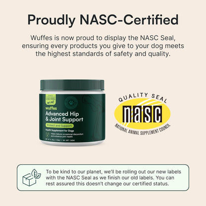 Wuffes Advanced Hip & Joint Chews for Dogs - Powerful Support with Glucosamine, Chondroitin & Omega 3 (Pack of 2, Small & Large Breed)