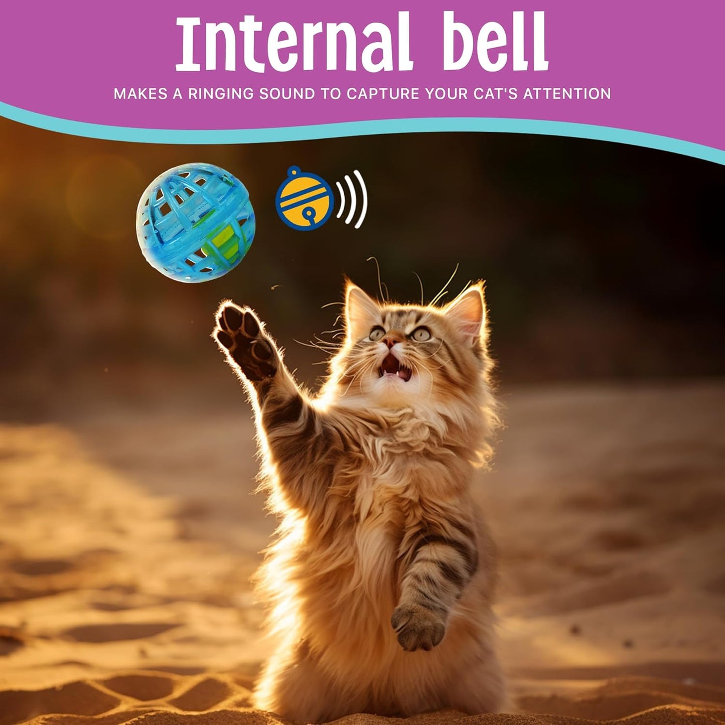 Durable, Fun Balls with Bells Perfect for Swatting and Batting, Colorful Toys to Entertain Indoor Cats and Kittens, - 1.5 Inch, 4 Pcs