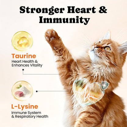 Cat Multivitamin Supplement with L-Lysine and Taurine – 12 Essential Vitamins and 5 Minerals for Immune, Joint, and Skin Support – 450 Chews