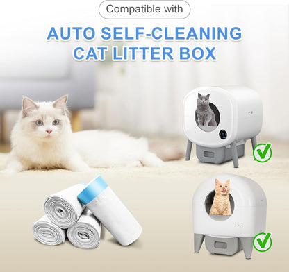 80 Count Cat Litter Box Liner Bags for Open-Top Pet Automatic Self Cleaning Cat Litter Box, Waste Bags, 27" X 13"Heavy Duty Replacement Trash Bags with Drawstring (Grey)