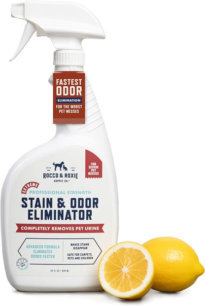 Rocco & Roxie Enzymatic Stain and Odor Eliminator for Pets, 32oz - Effective Carpet Cleaner and Urine Remover for Cats and Dogs