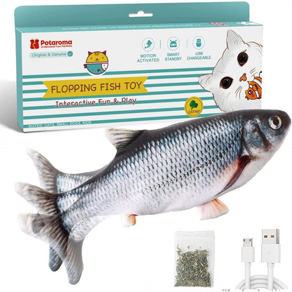 Interactive Flopping Fish Cat Toy with Catnip - 10.5 Inch Moving Kicker for Cats and Small Dogs