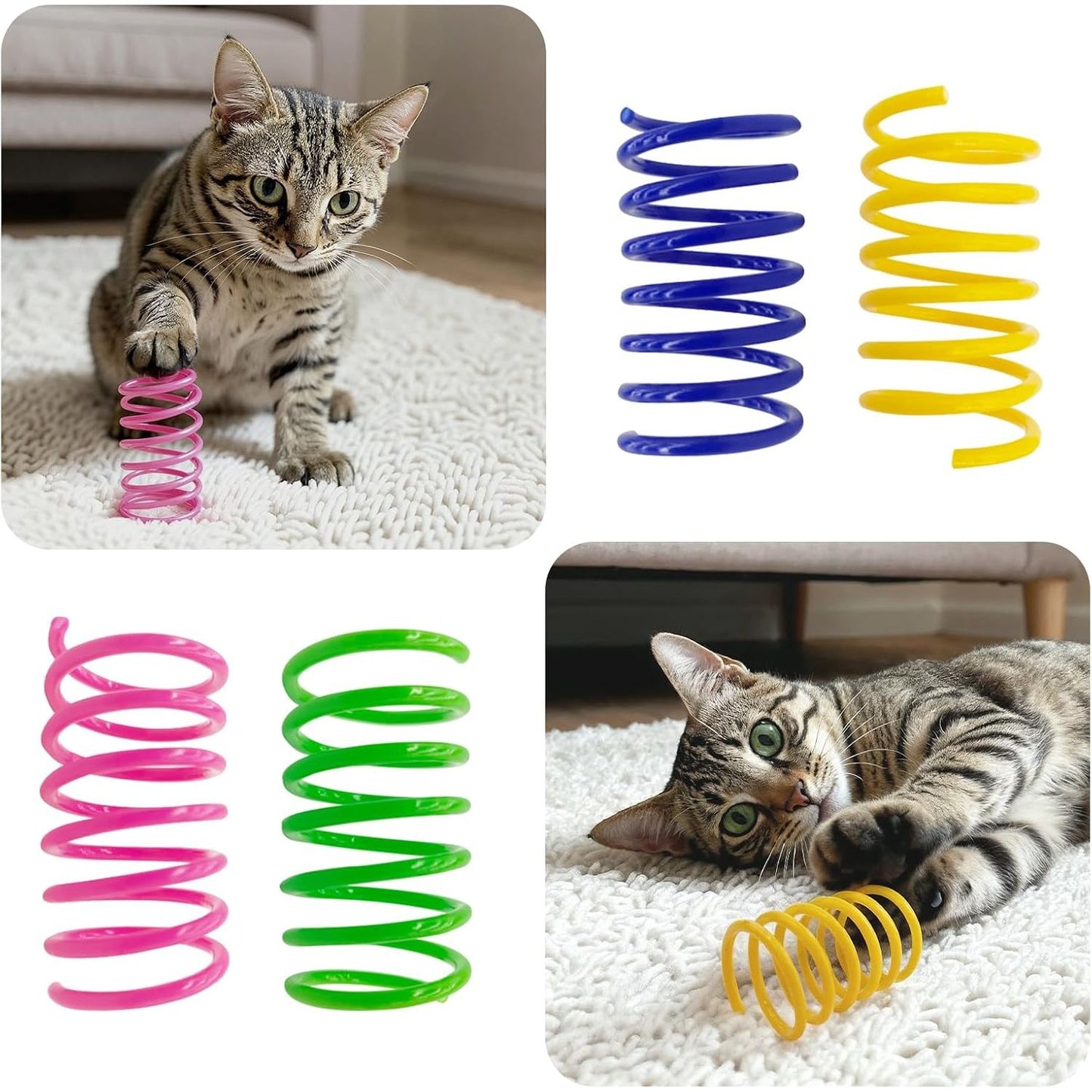 30-Pack Interactive Cat Spring Toys - Durable Colorful Plastic Spiral Springs for Indoor Cats and Kittens