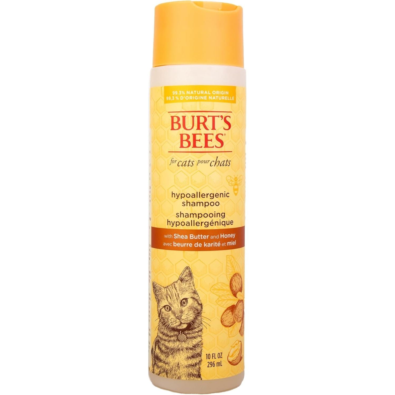Burt’S Bees for Pets Hypoallergenic Cat Shampoo with Shea Butter and Honey, Gentle Kitten Shampoo for Indoor Cats with Dry or Sensitive Skin, Cat Bathing Supplies, 10 Fl Oz