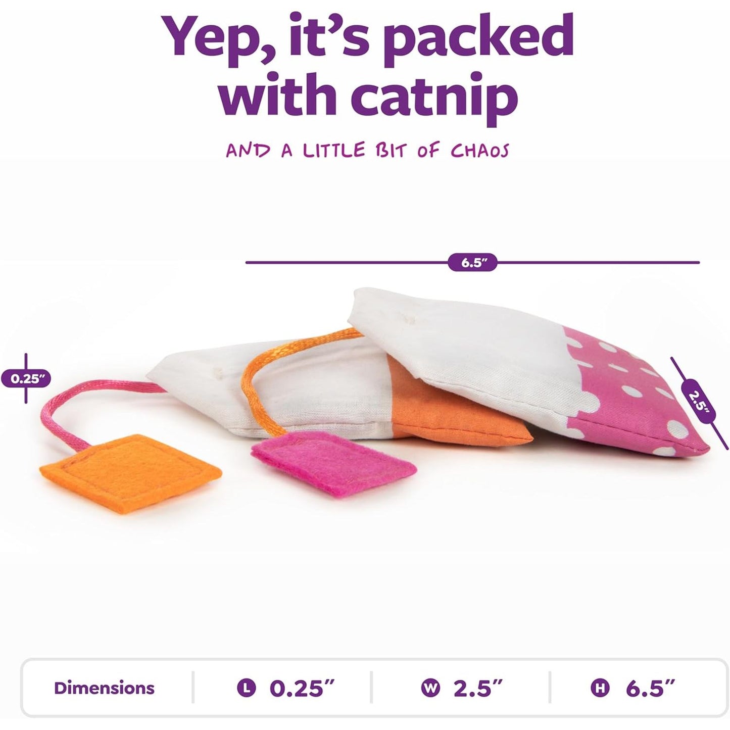 Teazers Catnip Cat Toys - Set of 2 in Pink and Orange