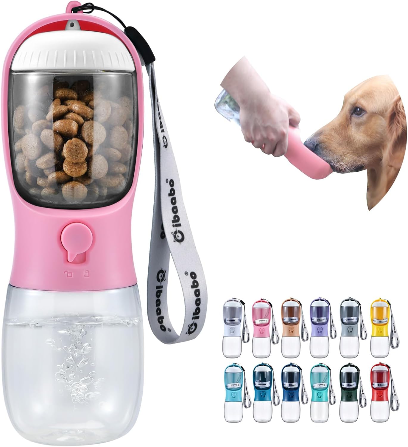 Cibaabo 2-in-1 Dog Water Bottle with Food Container - Perfect for Outdoor Adventures with Your Puppy!