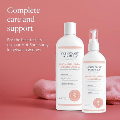 Veterinary Formula Clinical Care Medicated Shampoo for Dogs and Cats - 16 oz, Soothing Relief for Hot Spots and Itchy Sensitive Skin