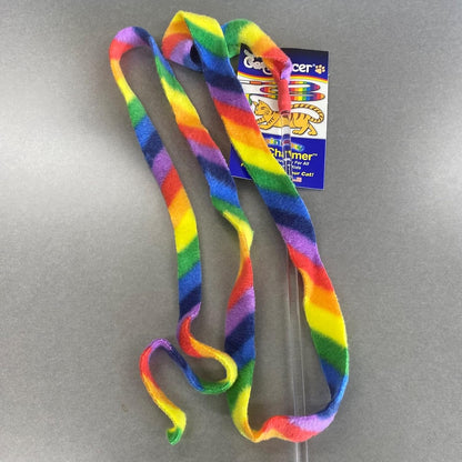 Rainbow Cat Wand Charmer - Safe and Engaging Teaser Toy for Indoor Cats and Kittens, Flexible Exercise Wand with Vibrant Fabric Ribbons