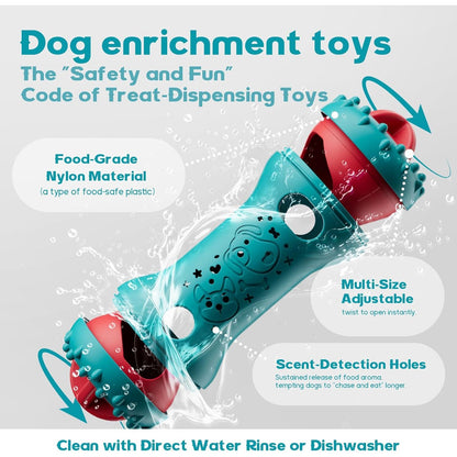  Interactive Dog Toys - Adjustable Treat Dispensing Puzzle for Cognitive Stimulation and Enrichment (Rigid Nylon)