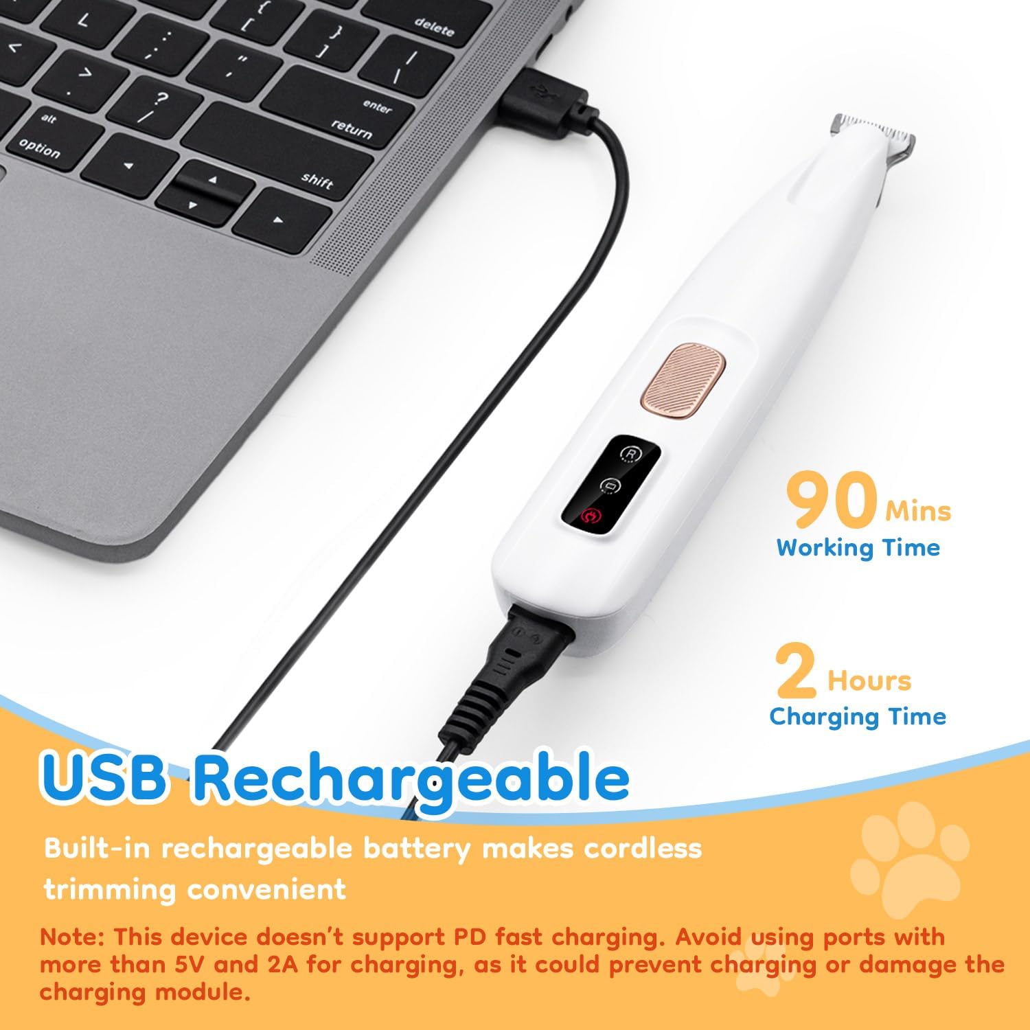 Waterproof Rechargeable Pet Hair Trimmer with LED Light for Paws, Eyes, Ears, Face, and Buttocks - Quiet Operation for Small Dogs and Cats