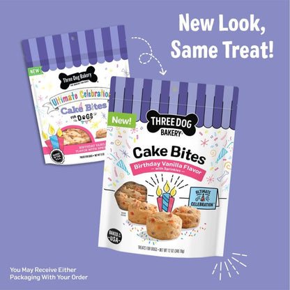 Three Dog Bakery Ultimate Celebration Cake Bites, Soft-Baked Dog Treats and Cookies with Real Ingredients, 12 Oz