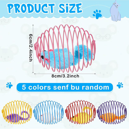 5-Piece Interactive Cat Spring Ball Toy Set - Colorful Stretchable Rolling Coils for Kittens and Cats (Multicolor)
