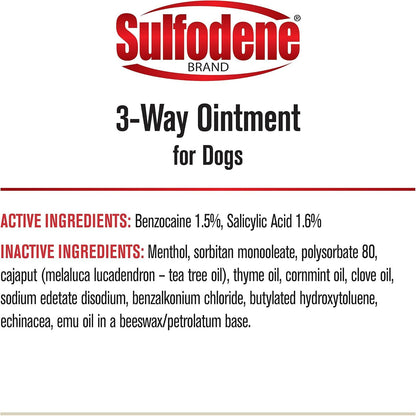 Sulfodene Dog Wound Care 3-Way Ointment, Relieves Pain & Prevents Infection for Dog Cuts, Scrapes, Bites and Injuries, 2 Ounce