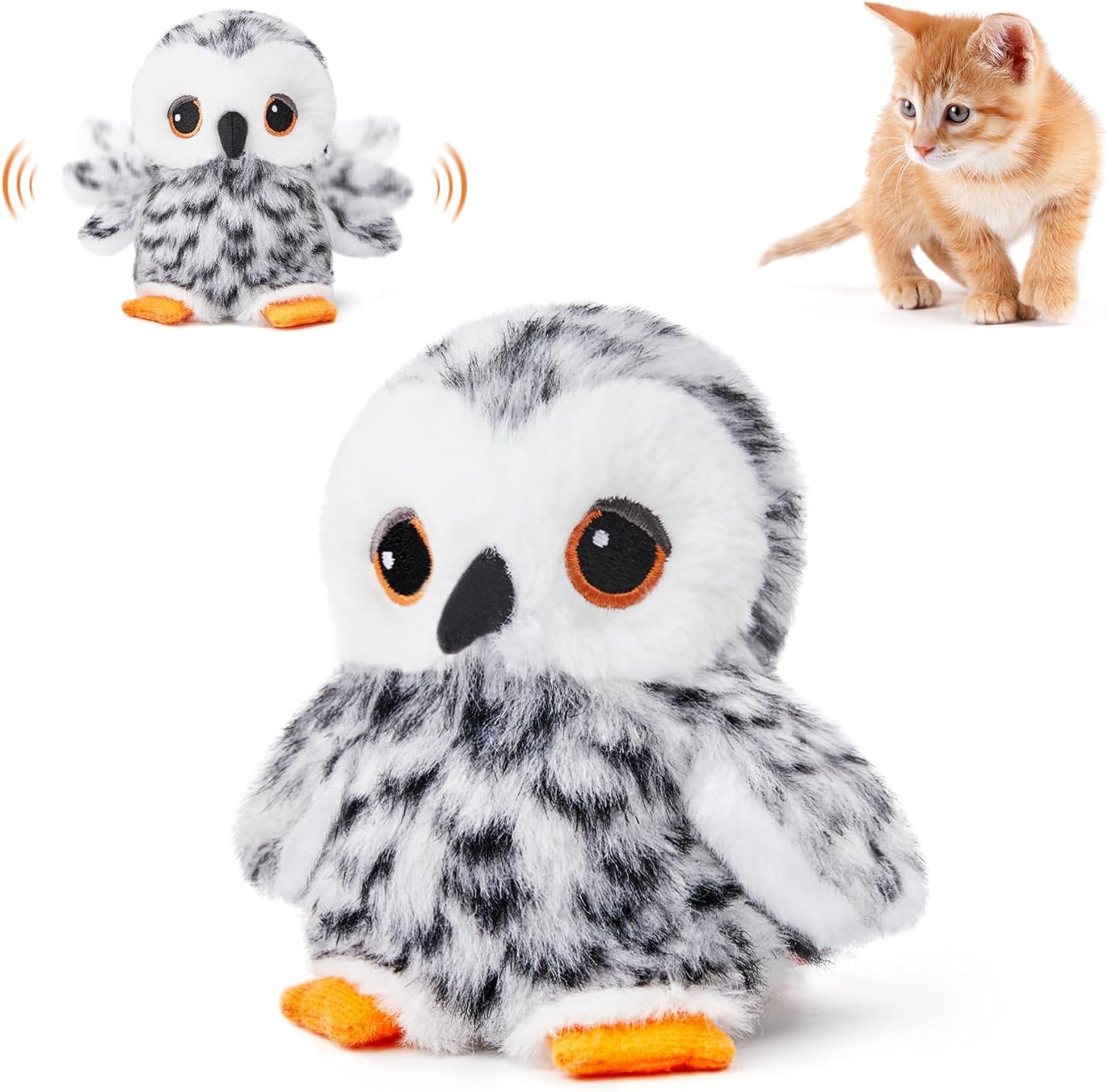 Cat Toys Flapping Bird (No Flying), Lifelike Sandpiper Chirp Tweet, Rechargeable Touch Activated Kitten Toy Interactive Cat Exercise Toys for All Breeds Cat Kicker Catnip Toys 4.0"