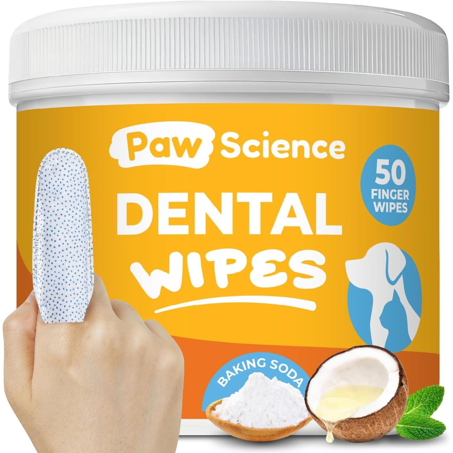 Dog & Cat Teeth Cleaning Wipes - Dental Finger Wipes for Cats & Dogs - Pet Toothbrush & Tooth Brushing Kit - Effective Teeth Cleaner 