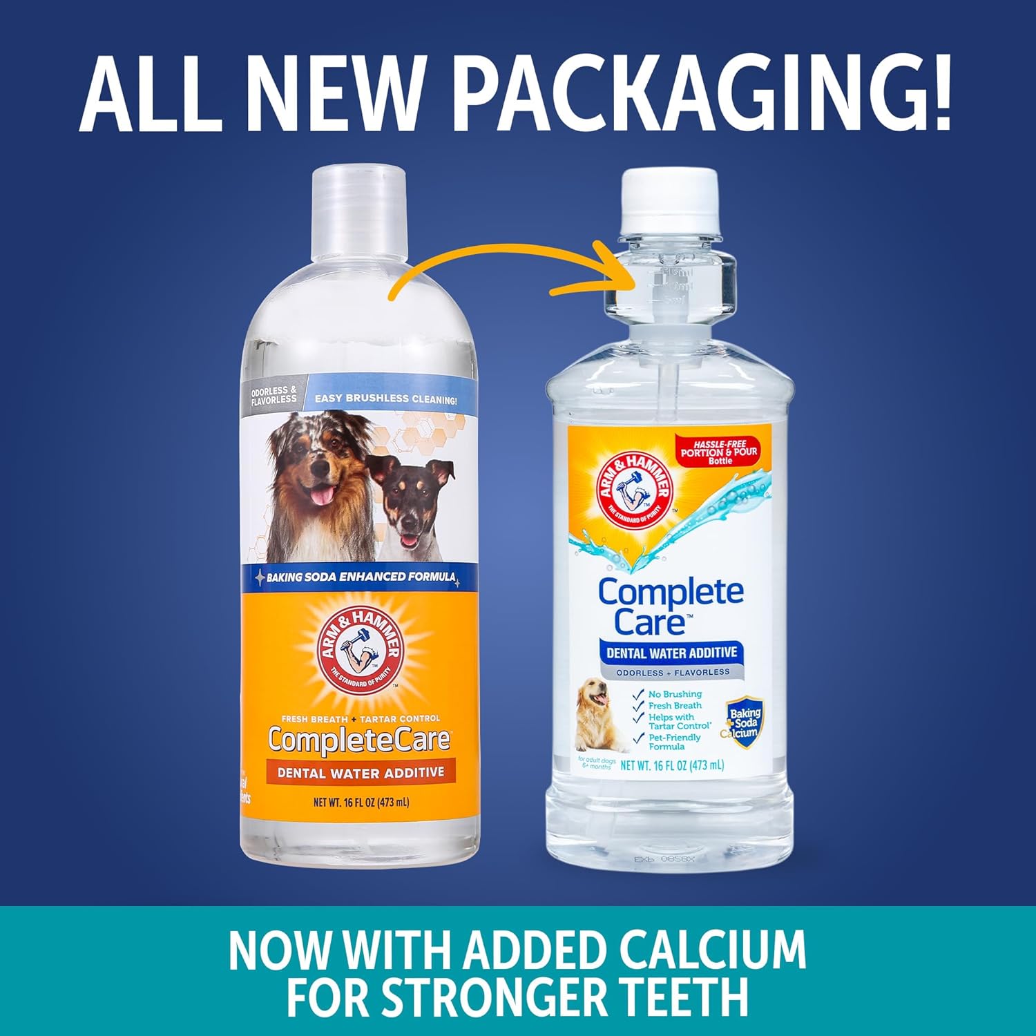 Dental Water Additive for Dogs, 16 Fl Oz, Odorless and Flavorless Breath Freshener with Baking Soda for Tartar Control