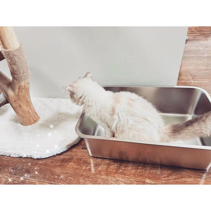 IKITCHEN Large Stainless Steel Cat Litter Box - Odor Resistant, Stain-Free, Rustproof, Non-Stick Surface with Anti-Slip Bottom - 19.5" L x 13.5" W x 6" H