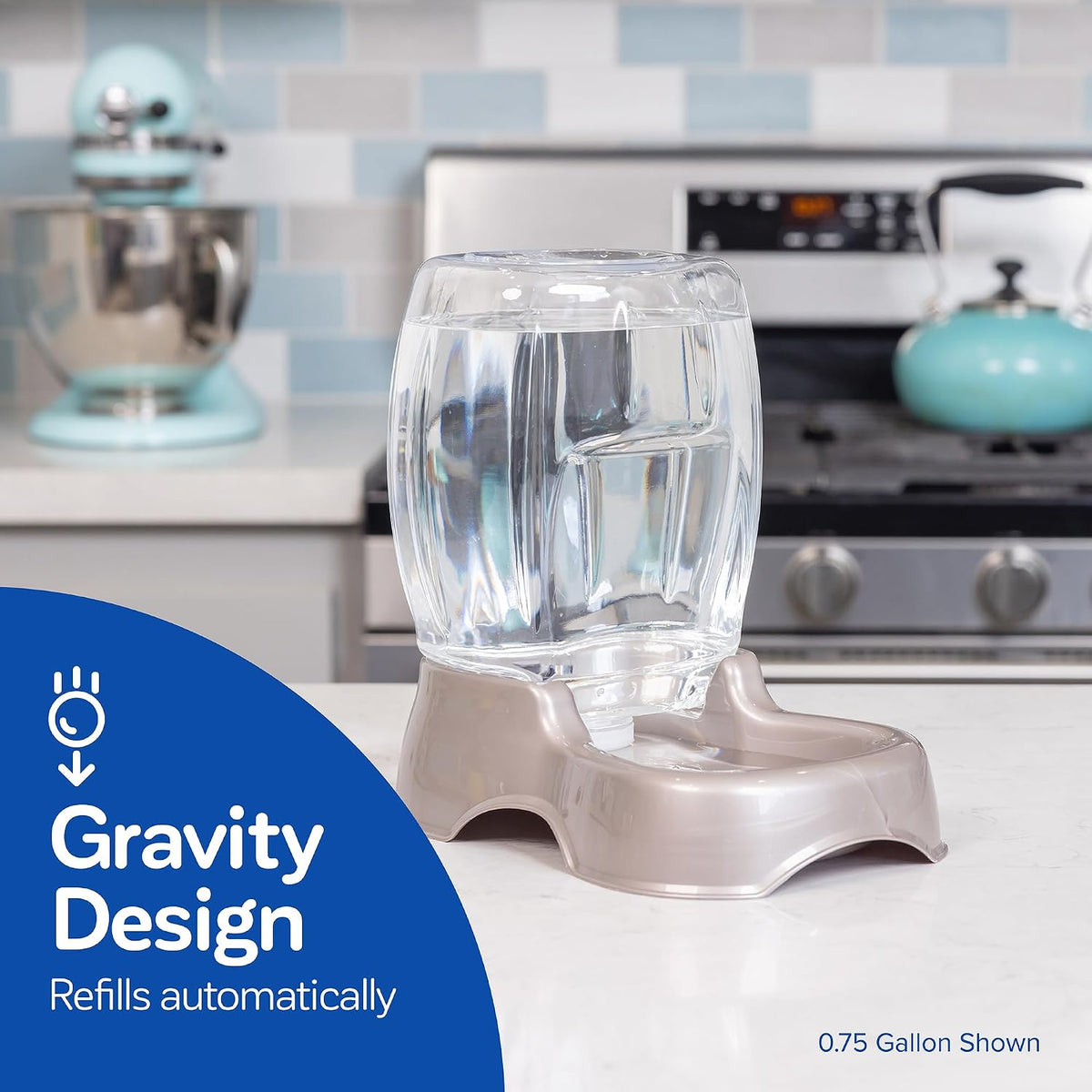 Gravity Water Dispenser - 0.75 Gallon Capacity, Pearl Gray