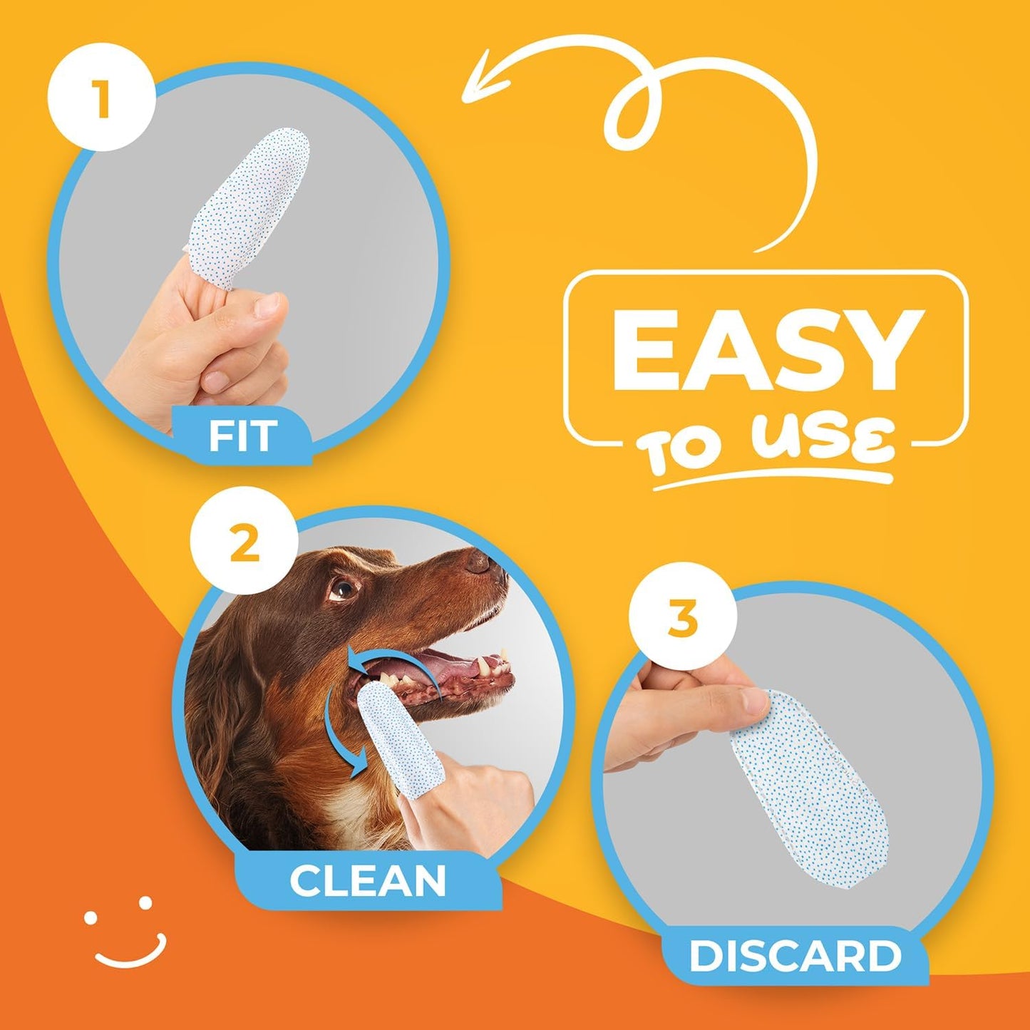 Dog & Cat Teeth Cleaning Wipes - Dental Finger Wipes for Cats & Dogs - Pet Toothbrush & Tooth Brushing Kit - Effective Teeth Cleaner 
