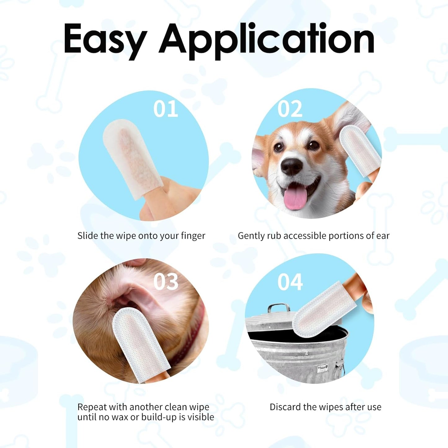 Mooncat Gentle Ear Cleaner Wipes for Cats & Dogs - Soothing Relief for Ear Infections, Mites, and Odors - 40 Easy-to-Use Finger Wipes for Sensitive Ears