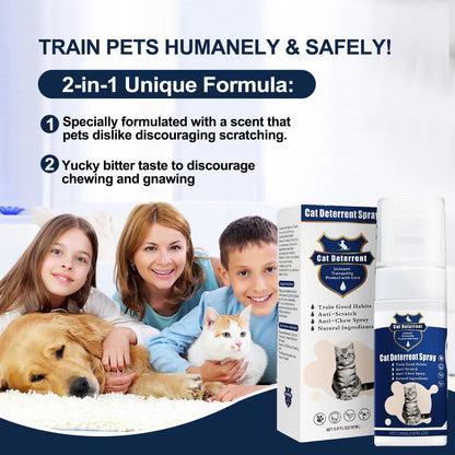Cat Deterrent Spray - Safe Indoor & Outdoor Deterrent for Furniture Protection, Effective Training Aid with Natural Ingredients - Non-Toxic Anti-Scratch Formula (Blue, M)