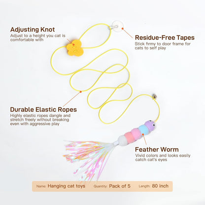 Interactive Cat Feather Toys - Retractable Teaser for Indoor Play and Exercise