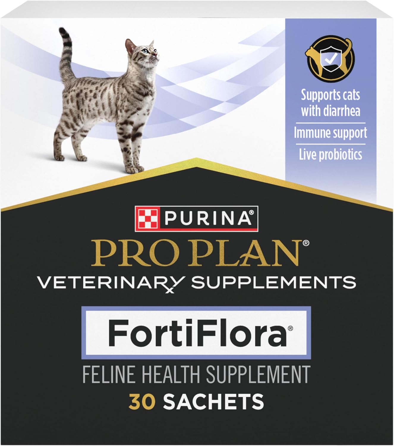 Purina Pro Plan Veterinary Supplements Fortiflora Probiotics for Cats - 30-Count Box for Optimal Digestive Health and Diarrhea Relief