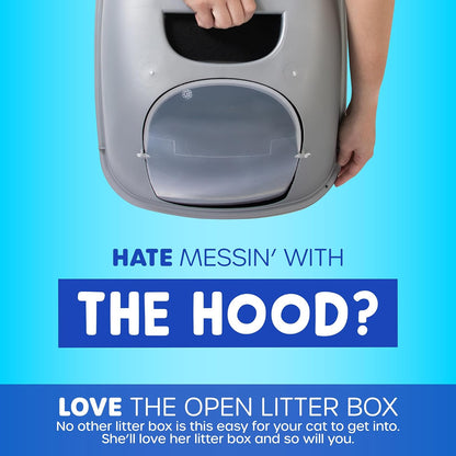 Petmate Open Litter Pan - Spacious Blue/Gray Design for Comfortable Cat Use, Made in the USA