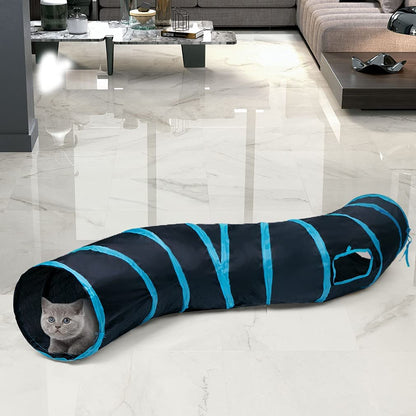 Collapsible Cat Tunnel - Interactive 2-Way Play Maze for Indoor Cats, Kittens, and Small Pets with Play Ball