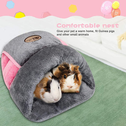 Guinea Pig Bed Cuddle Cave Warm Fleece Cozy House Bedding Sleeping Cushion Cage Nest for Small Animal Squirrel Chinchilla Rabbit Hedgehog Cage Accessories (Grey)