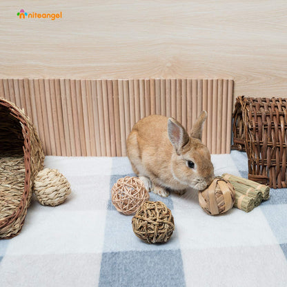 Natural Chew Activity Toys - Safe Hay Grass Balls for Small Pets including Chinchillas, Guinea Pigs, Rats, Rabbits, Hamsters, Gerbils, Degus, and Bunnies