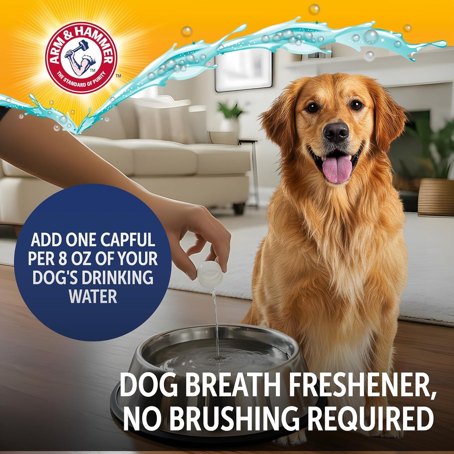 Dental Water Additive for Dogs, 16 Fl Oz, Odorless and Flavorless Breath Freshener with Baking Soda for Tartar Control