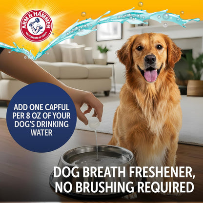 Dental Water Additive for Dogs, 16 Fl Oz, Odorless and Flavorless Breath Freshener with Baking Soda for Tartar Control