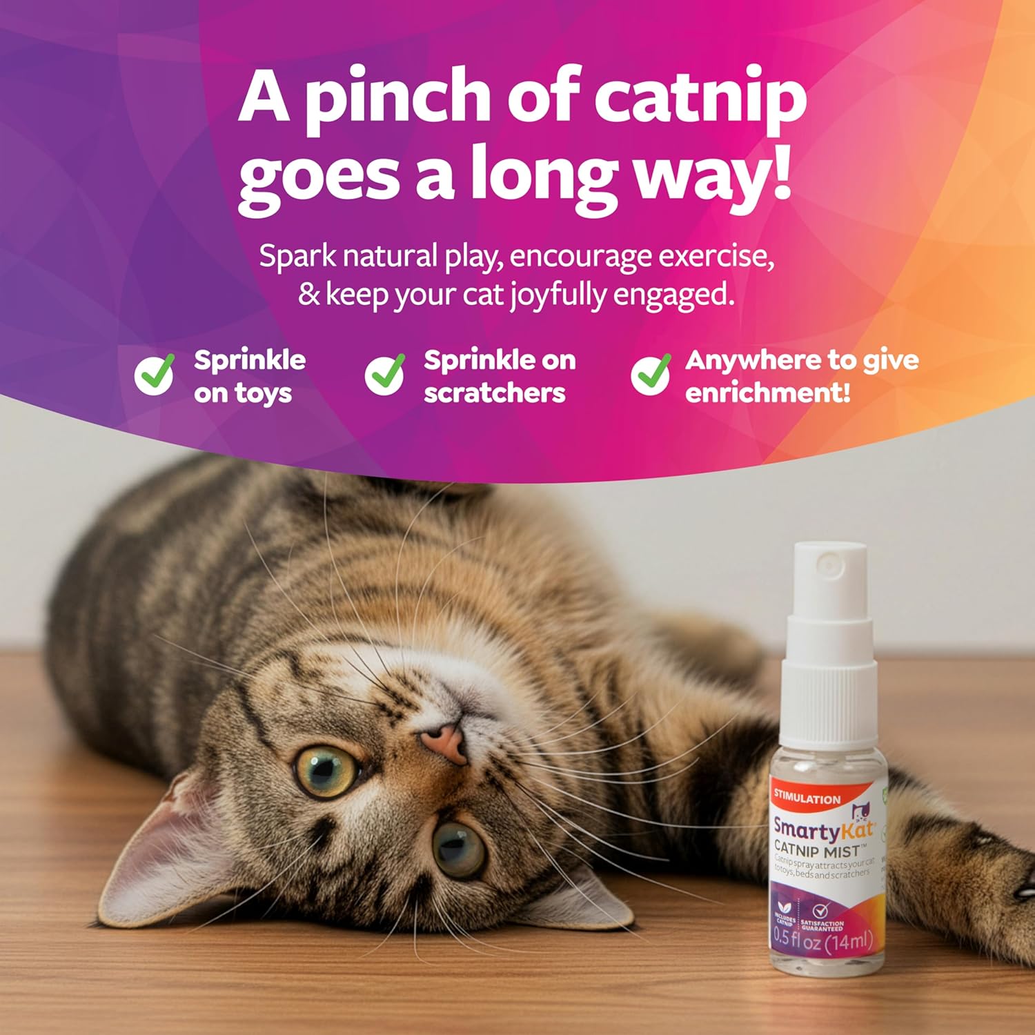 Smartykat Catnip Mist Catnip-Infused Cat Attractant Spray, Stimulating Positive Training Aid for Cats & Kittens, Trial Size