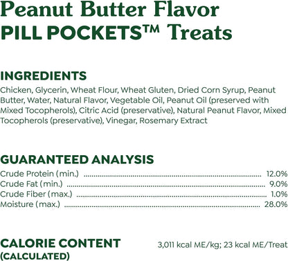 Pill Pockets for Dogs Large Size, Soft Dog Treats, with Real Peanut Butter, 15.8 Oz. Pouch (60 Treats)