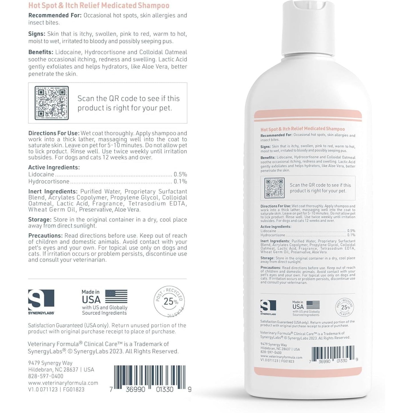 Veterinary Formula Clinical Care Medicated Shampoo for Dogs and Cats - 16 oz, Soothing Relief for Hot Spots and Itchy Sensitive Skin