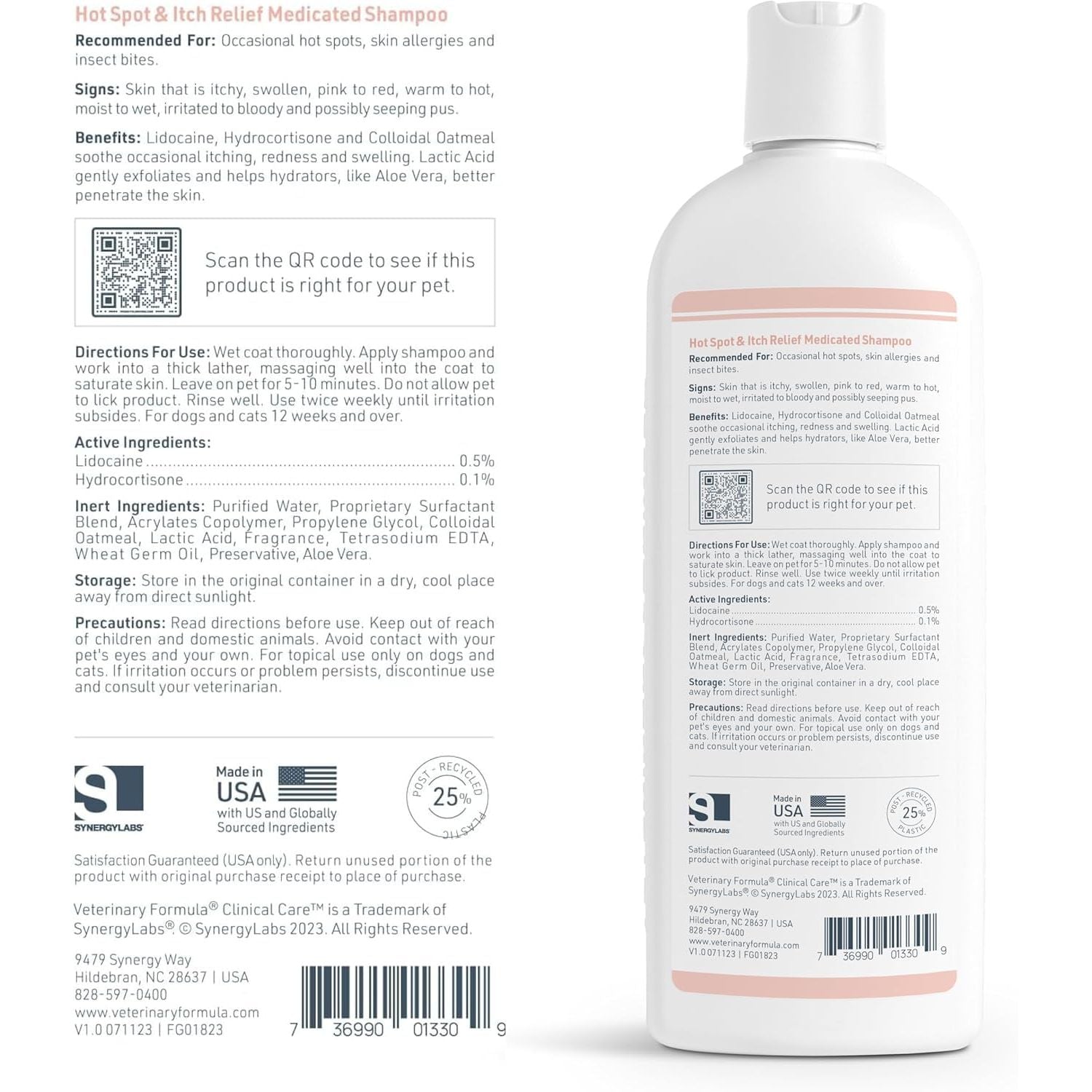 Veterinary Formula Clinical Care Medicated Shampoo for Dogs and Cats - 16 oz, Soothing Relief for Hot Spots and Itchy Sensitive Skin