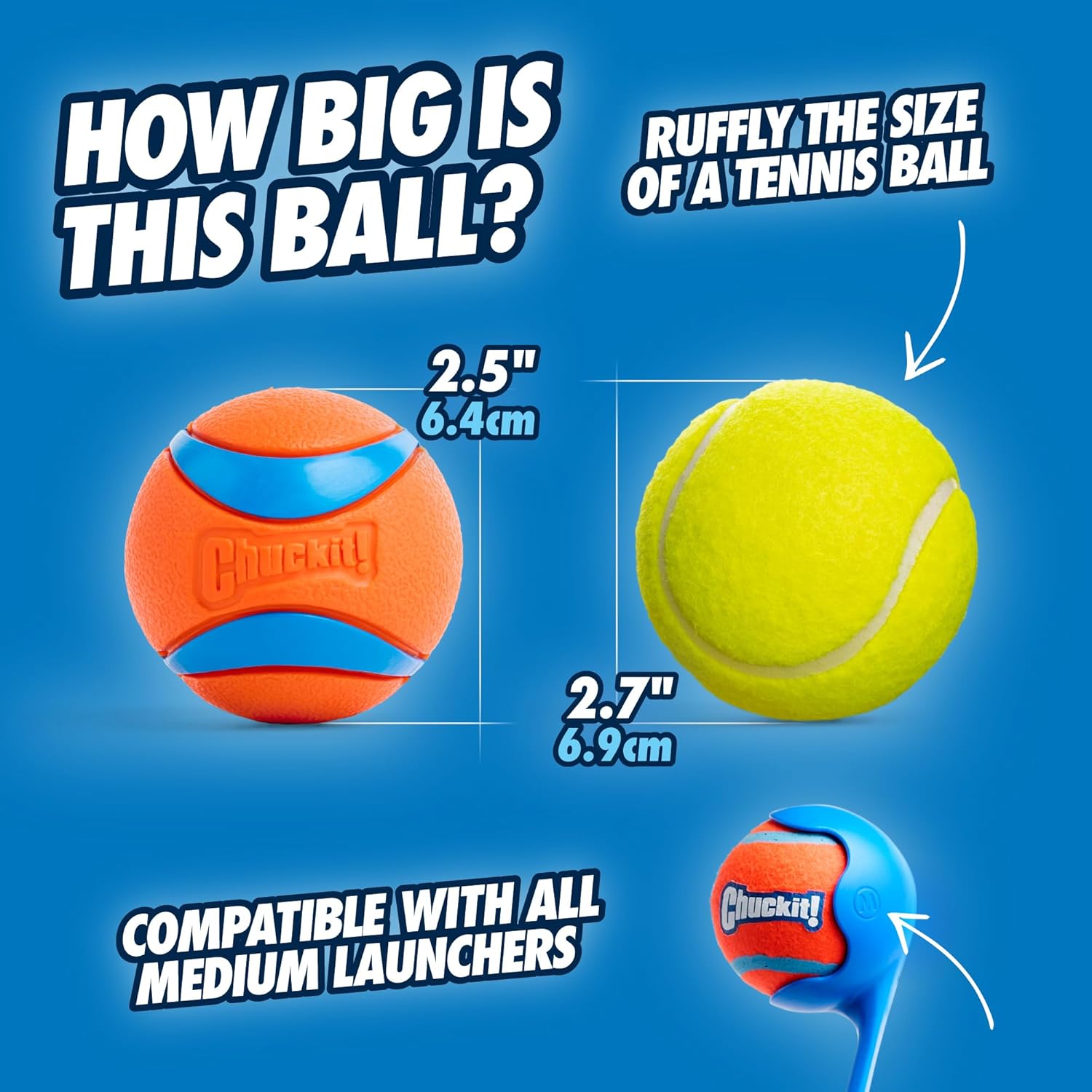  Bouncy Fetch Balls for Dogs 20-60 lbs - Durable Rubber Construction - Floating Water Toy - Pack of 2