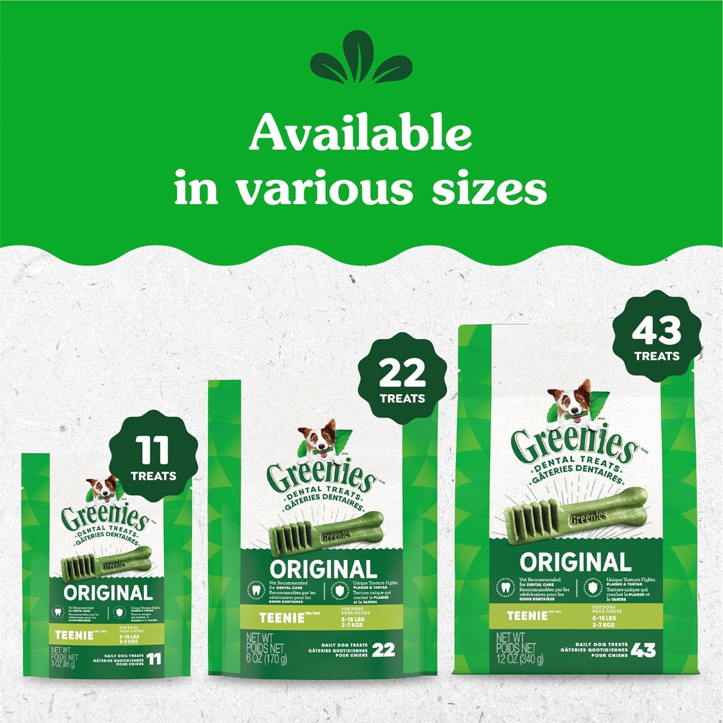 Greenies Original Teenie Dental Dog Treats, 12 Oz. Pack (43 Treats)