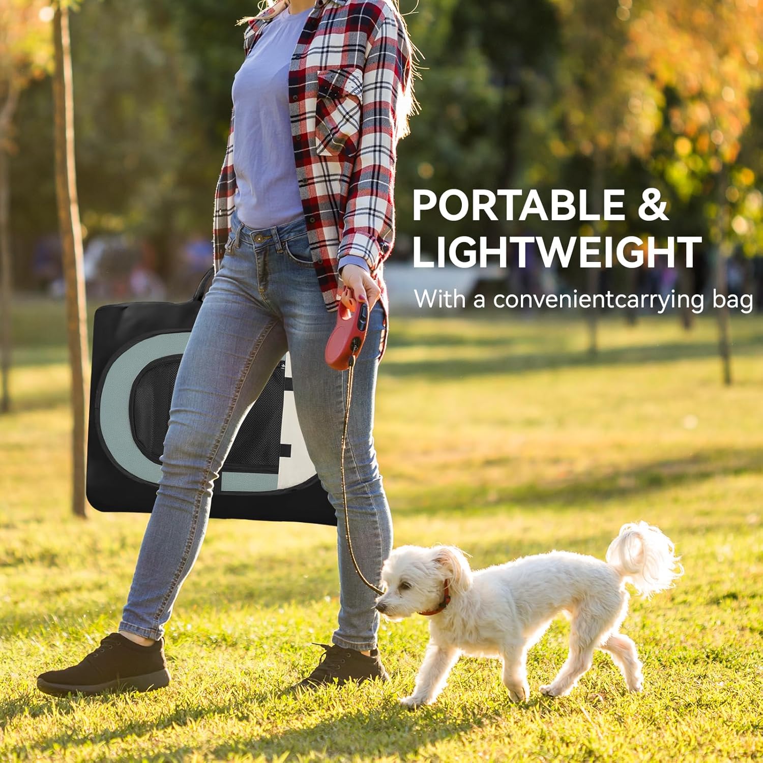Portable Indoor/Outdoor Pet Playpen for Small Dogs, Cats, and Rabbits with Carrying Case - Grey, Small