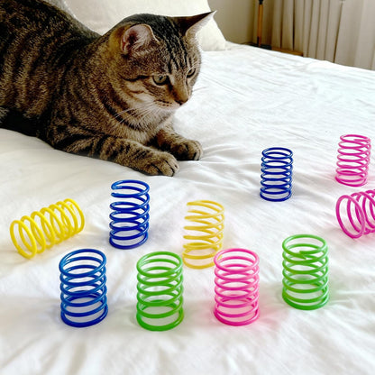 30-Pack Interactive Cat Spring Toys - Durable Colorful Plastic Spiral Springs for Indoor Cats and Kittens